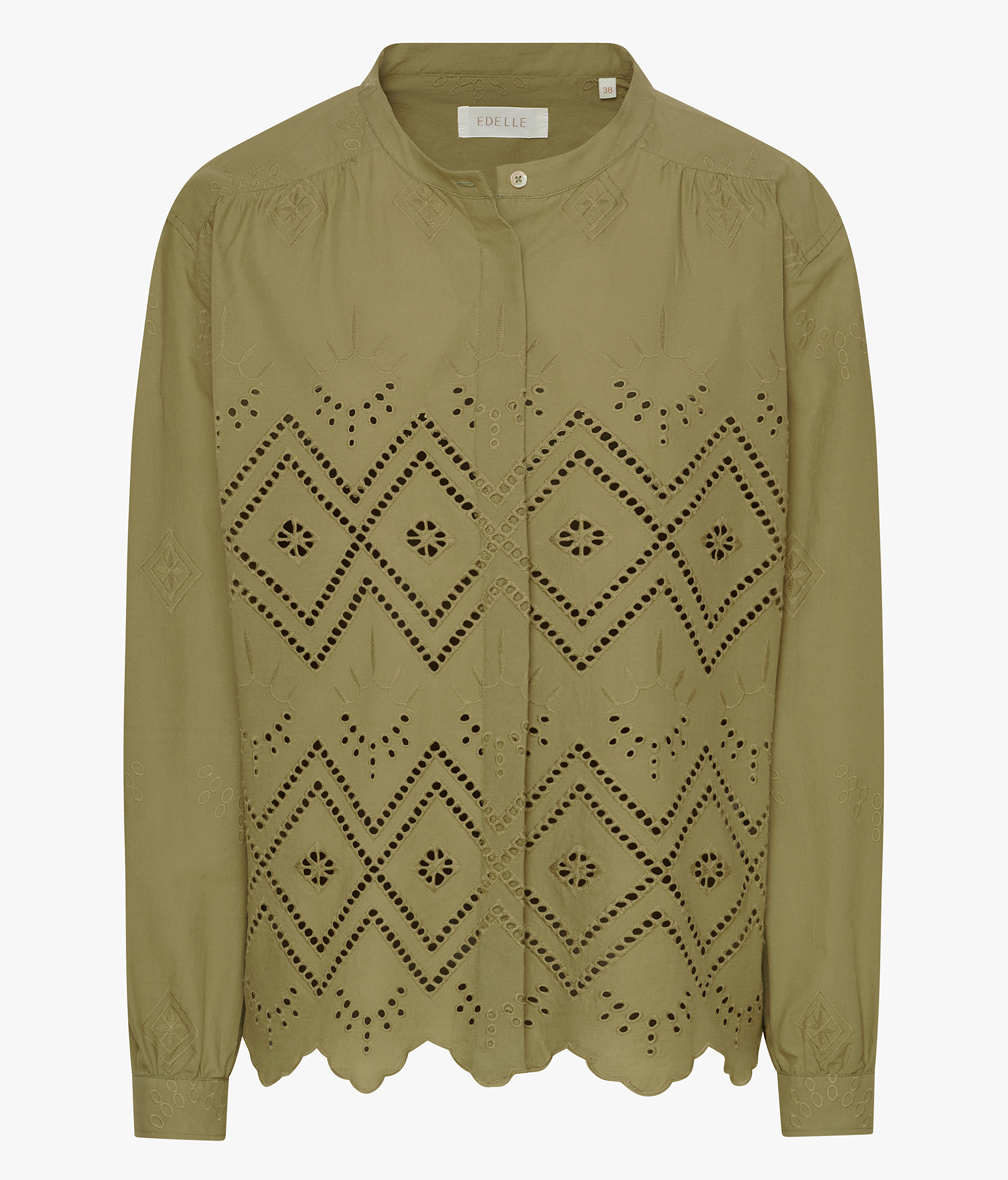 EDELLE Baumwolle Bluse Anouk bestickt oliv