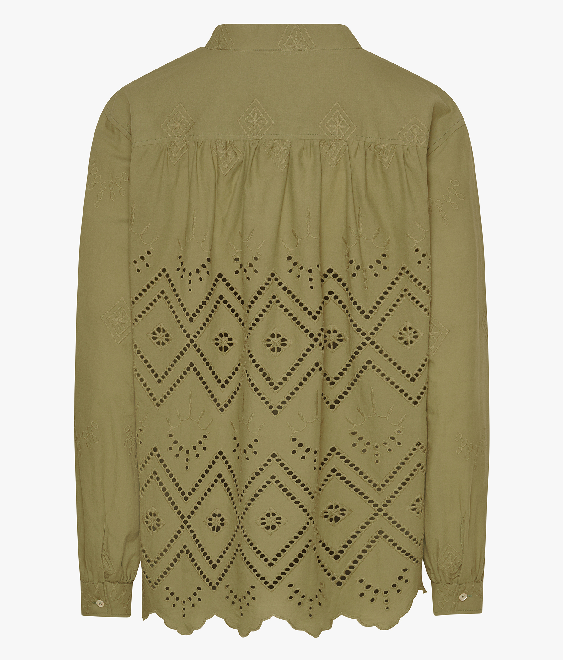 EDELLE Baumwolle Bluse Anouk bestickt oliv