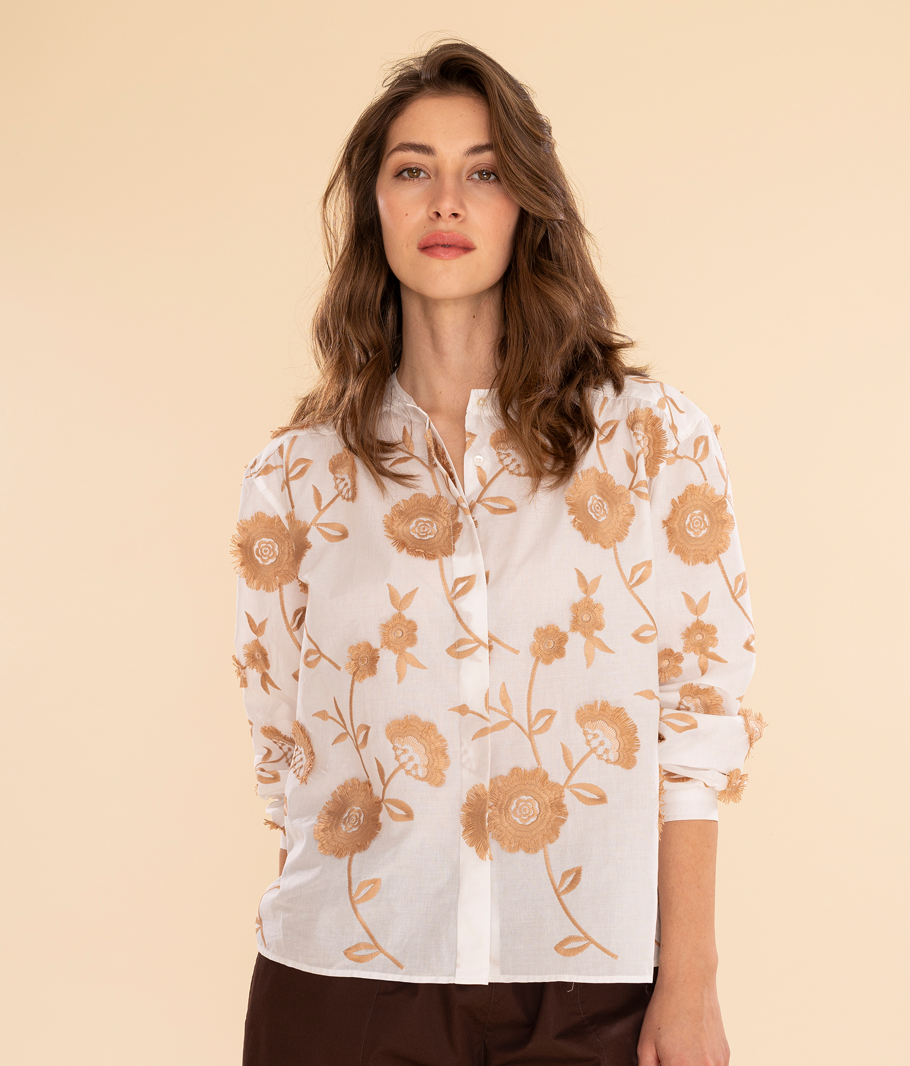 EDELLE Baumwolle Bluse Anouk bestickt weiß